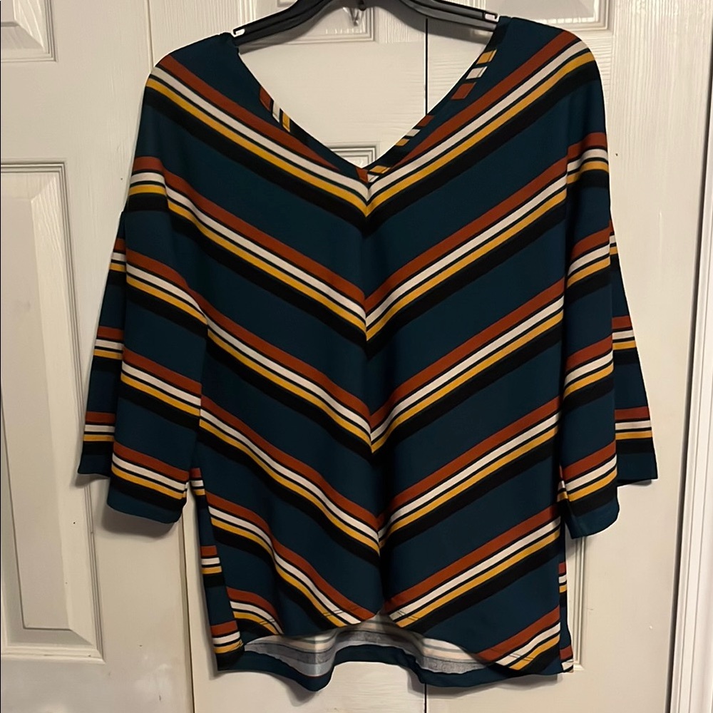 Striped V-Neck Women's Top